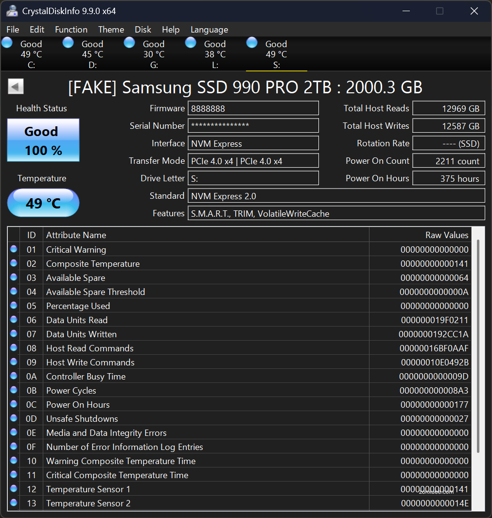 一键识别山寨三星 SSD:CrystalDiskInfo 9.9.0 新增造假检测功能